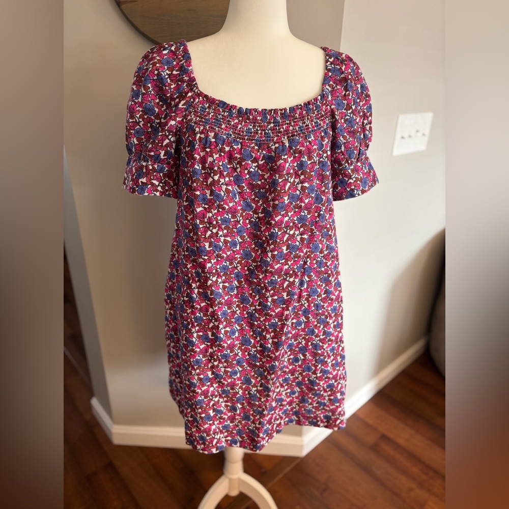J. Crew Multicolor Floral Linen Dress